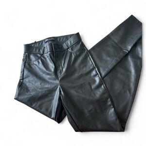 Zara Black Faux Leather Trousers with zipper at the ankles NWT